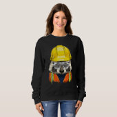 Construction Worker Raccoon Laborer Animal Raccoon Trui (Voorkant volledig)