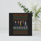 Construction Worker Ugly Christmas Sweater Gift Kaart (Staand voorkant)