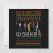 Construction Worker Ugly Christmas Sweater Gift Kaart (Voorkant)