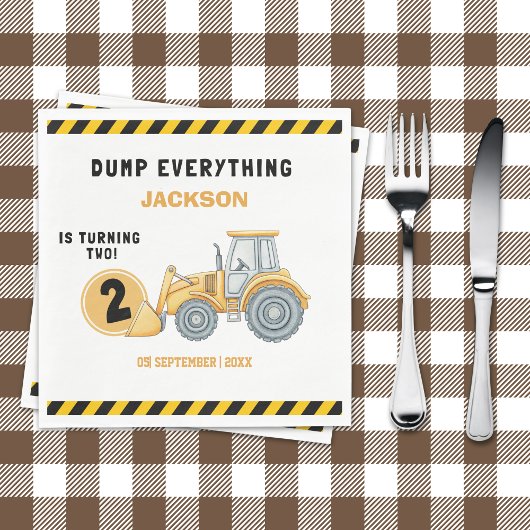 "Construction Zone Party – Dump Truck 2nd Birthday Servet