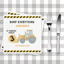 "Construction Zone Party – Dump Truck 3rd Birthday Servet