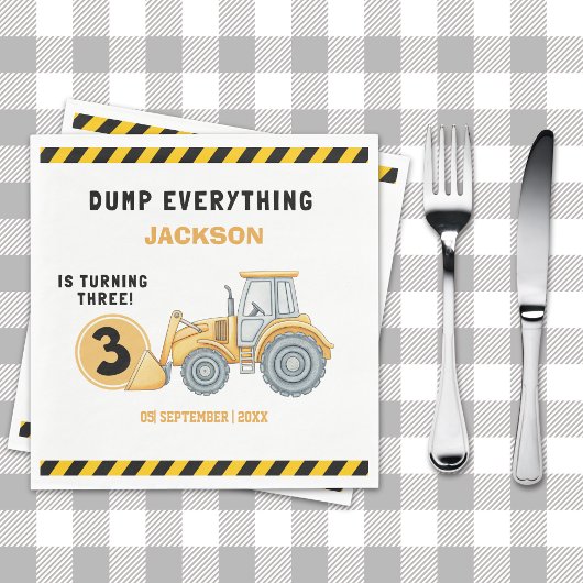 "Construction Zone Party – Dump Truck 3rd Birthday Servet
