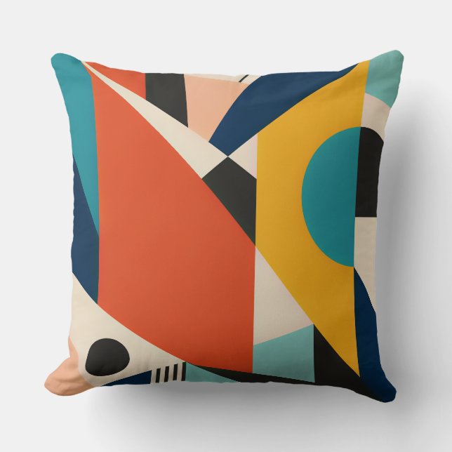 Constructivist Teal Orange Geometric Abstract Kussen (Voorkant)