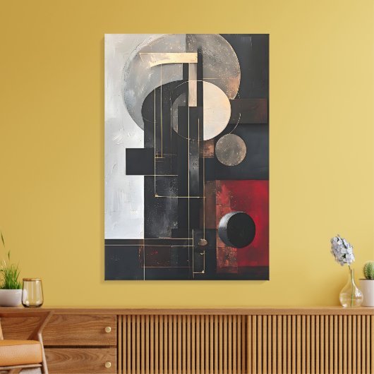 Constructivistische abstractie canvas afdruk (Insitu (Woonkamer))