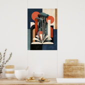 Constructivistische Lezende Bos Geometrische Boek Poster (Keuken)