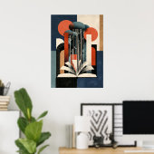 Constructivistische Lezende Bos Geometrische Boek Poster (Thuiskantoor)
