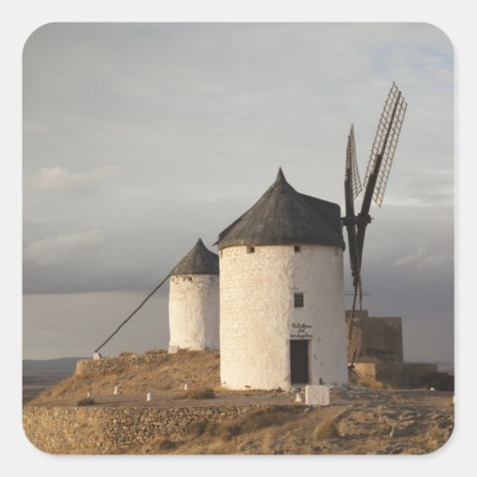 Consuegra, antieke windmolens van La Mancha Vierkante Sticker (Voorkant)