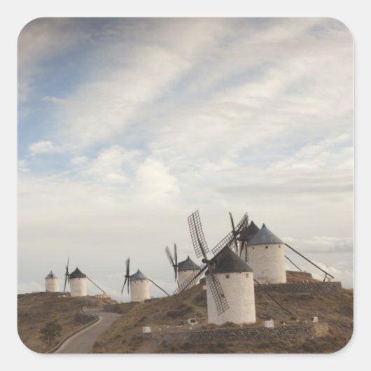 Consuegra, antieke windmolens van La Mancha Vierkante Sticker (Voorkant)