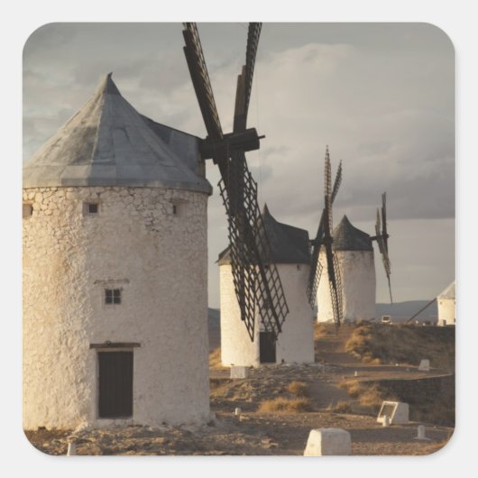 Consuegra, antieke windmolens van La Mancha Vierkante Sticker (Voorkant)