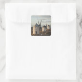 Consuegra, antieke windmolens van La Mancha Vierkante Sticker (Tas)