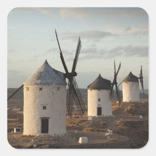 Consuegra, antieke windmolens van La Mancha Vierkante Sticker (Voorkant)