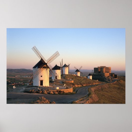Consuegra, La Mancha, Spanje, windmolens Poster (Voorkant)