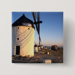 Consuegra, La Mancha, Spanje, windmolens Vierkante Button 5,1 Cm