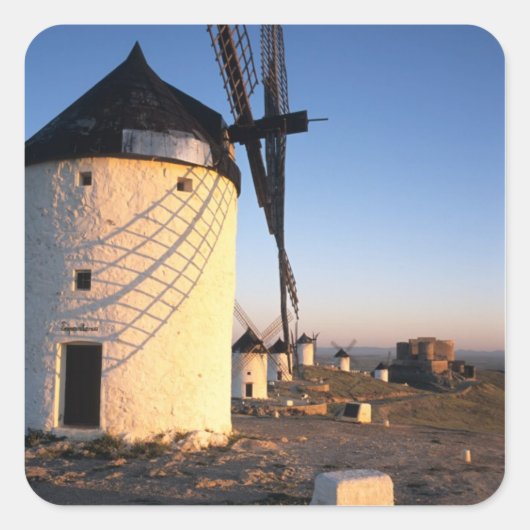 Consuegra, La Mancha, Spanje, windmolens Vierkante Sticker (Voorkant)