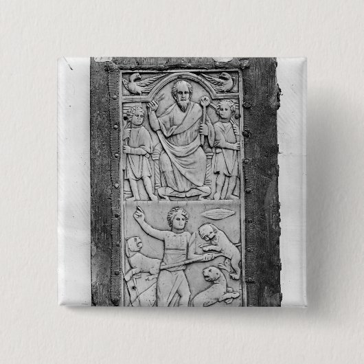 Consulaire diptych van Aetius, linker paneel Vierkante Button 5,1 Cm (Voorkant)