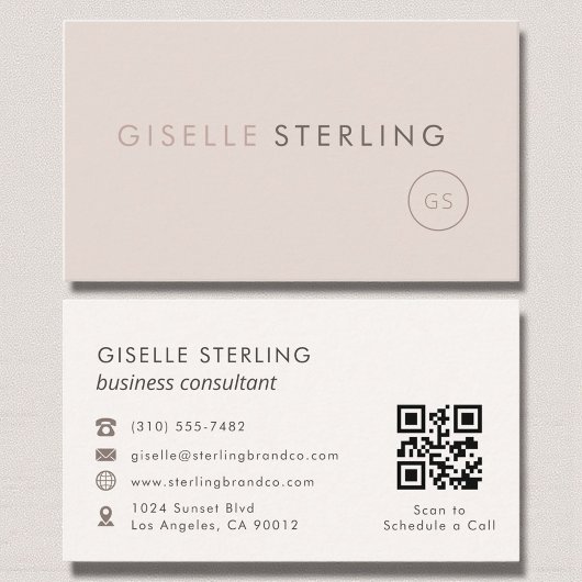 Consultant Blush Pink Beige QR Code Luxury Visitekaartje