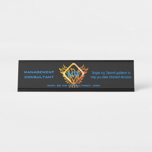 Consultant, Diamond Lijst en Flame Phoenix, zwart Bureau Naambordje (Voorkant)