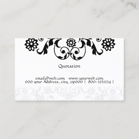 Consultant Floral Black Lace Adorned Monogram Visitekaartje (Achterkant)