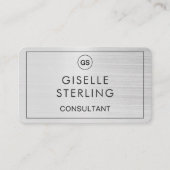 Consultant geborsteld zilveren monogram QR-code Visitekaartje (Voorkant)