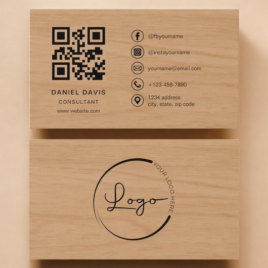 Consultant Houten Professioneel QR Code Visitekaartje