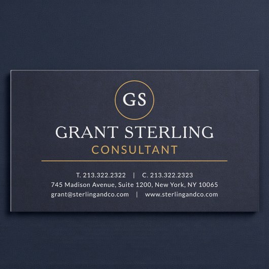 Consultant Navy Blue Gold Luxury Slate Stone Visitekaartje