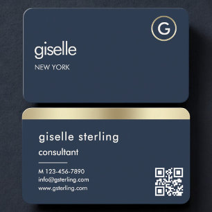 Consultant Navy Blue Gold QR-code Visitekaartje