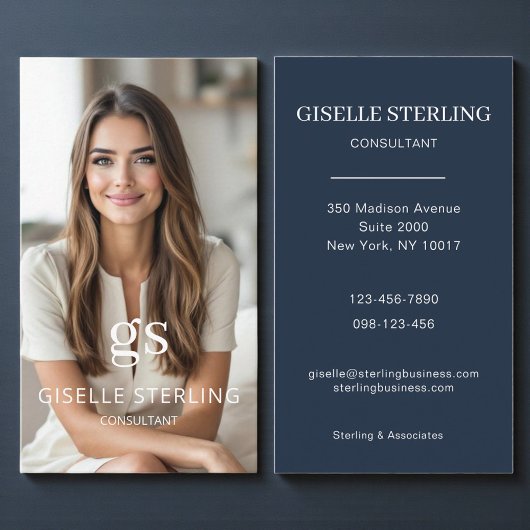 Consultant Photo Navy Blue Professional Visitekaartje