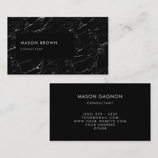 Consultant Profi Modern Black Marble Visitekaartje (Voorkant / Achterkant)