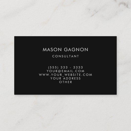 Consultant Profi Modern Black Marble Visitekaartje (Achterkant)