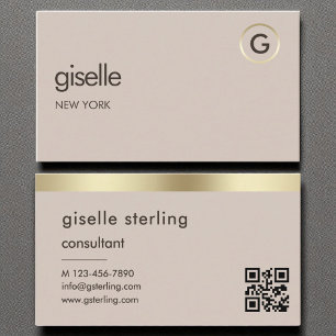 Consultant QR Code Faux Gold Folie Monogram Visitekaartje