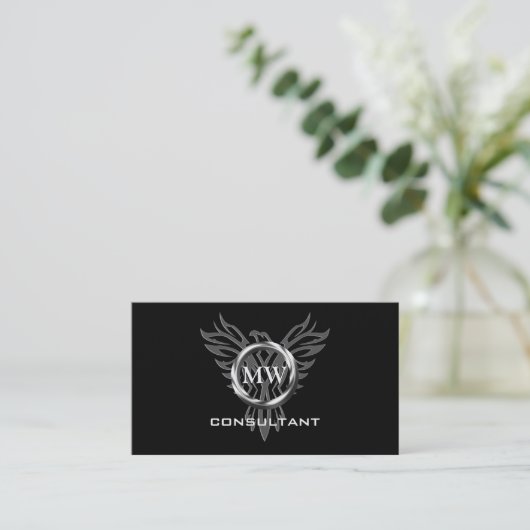 Consultant, Silver Ring, stylized Phoenix Logo Visitekaartje (Staand voorkant)