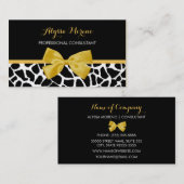 Consultant Trendy Giraffe Print Gouden Gele Boog Visitekaartje (Voorkant / Achterkant)