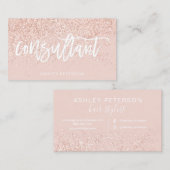 Consultant typografie roos gouden glitter blush ro visitekaartje (Voorkant / Achterkant)
