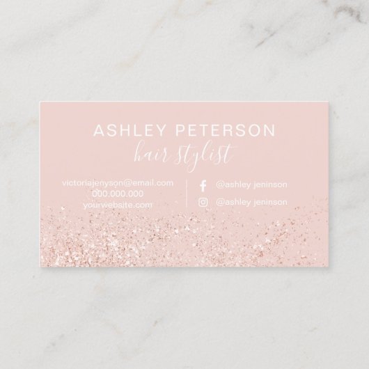 Consultant typografie roos gouden glitter blush ro visitekaartje (Achterkant)