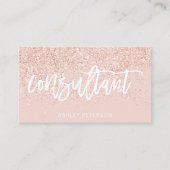 Consultant typografie roos gouden glitter blush ro visitekaartje (Voorkant)