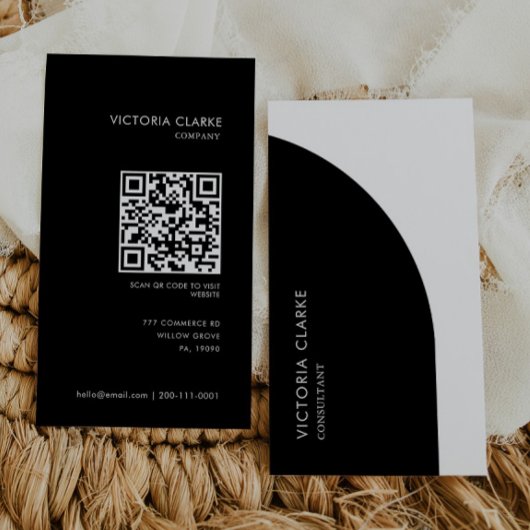 Consultant Vertical Black and White Arch QR Code Visitekaartje