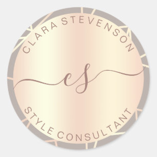 consultant voor roos gold & blush grijze geometris ronde sticker