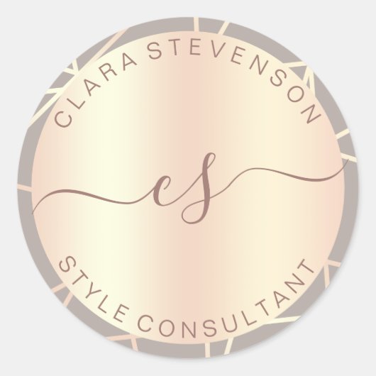 consultant voor roos gold & blush grijze geometris ronde sticker (Voorkant)