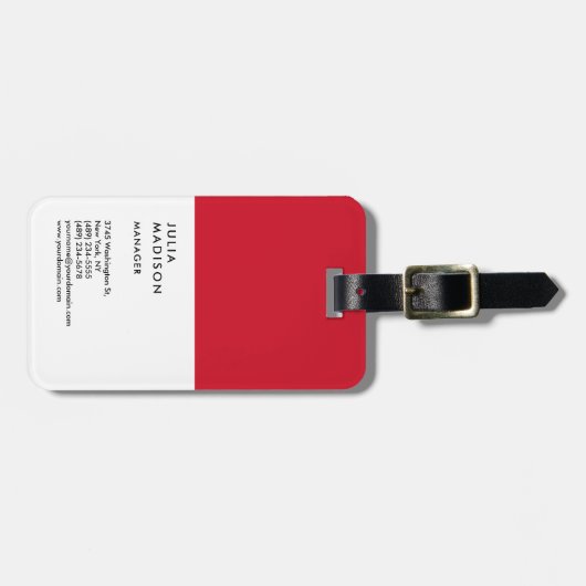 Consultant voor Vertical Red White Trendy Manager Bagagelabel (Voorkant horizontaal)