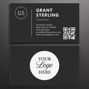 Consultant Zwart Wit Logo QR Code Modern Visitekaartje