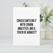 Consultants doen het met charme, analyse en een bedankkaart (Staand voorkant)