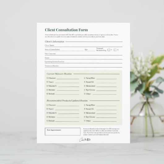 Consultatieblad van klant (Staand voorkant)