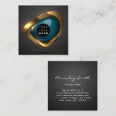 Consulting Gold Blauwgroen grijs Abstract Logo Mod Vierkante Visitekaartje (Voorkant / Achterkant)