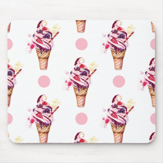 Consumptie-ijs met aardbeien en braambessen muismat (Voorkant)