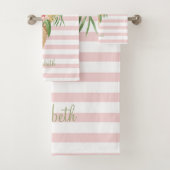 Consumptie-ijs, tropische bladeren, fruit, roze st bad handdoek (Insitu)