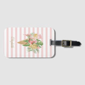 Consumptie-ijs, tropische bladeren, fruit, roze st bagagelabel (Voorkant (horizontaal))