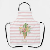 Consumptie-ijs, tropische bladeren, fruit, roze st schort (Voorkant)