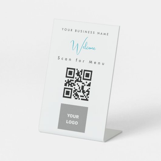 Contacless Scannable QR Code Menu Logo Reclamebord Met Voetstuk (Voorkant)