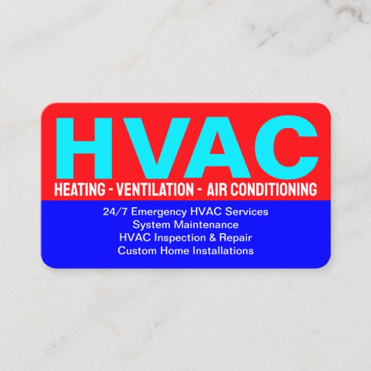 Contact & Adres & Diensten - Professionele HVAC Visitekaartje (Voorkant)
