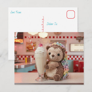Contact houden Egeltje en Milkshake Briefkaart
